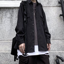 Retro Wild Striped Black Long sleeved Shirt Loose Shirt