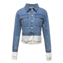 Lace Stitching Fashion Denim Jacket