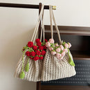 Summer Rose Bouquet Woven Lazy Style Artistic Girls' One-shoulder Bag