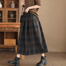 Women's Wool Skirt Yarn-dyed Plaid Warm A- Line