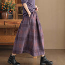 Women's Wool Skirt Yarn-dyed Plaid Warm A- Line