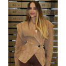 Solid Color Suede Lapel And Waist Tight Slim-fitting Patchwork Jacket