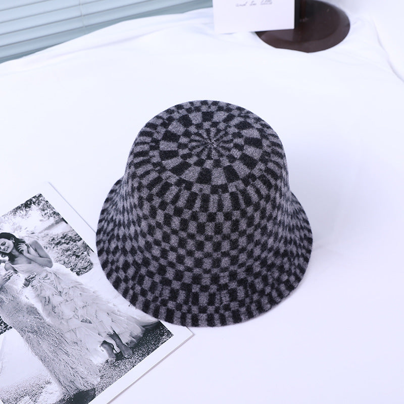 Fisherman Hat Checkerboard Checker Color Contrast Australian Wool Ladies
