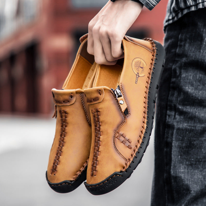 Fashion Casual Leather Shoes Solid Color Trend In The Help