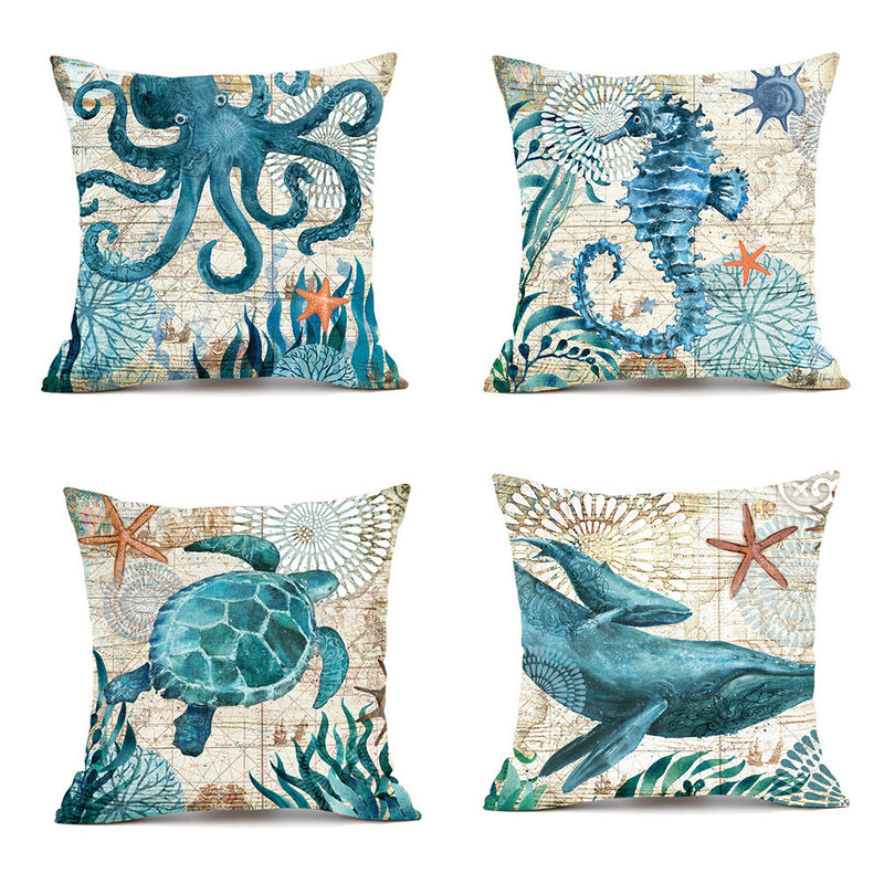 Cushion Covers Sea Turtle Printed Throw Pillow Cases For Home Decorating