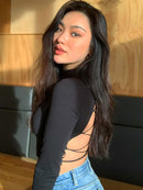 Sexy beautiful back in black base shirt