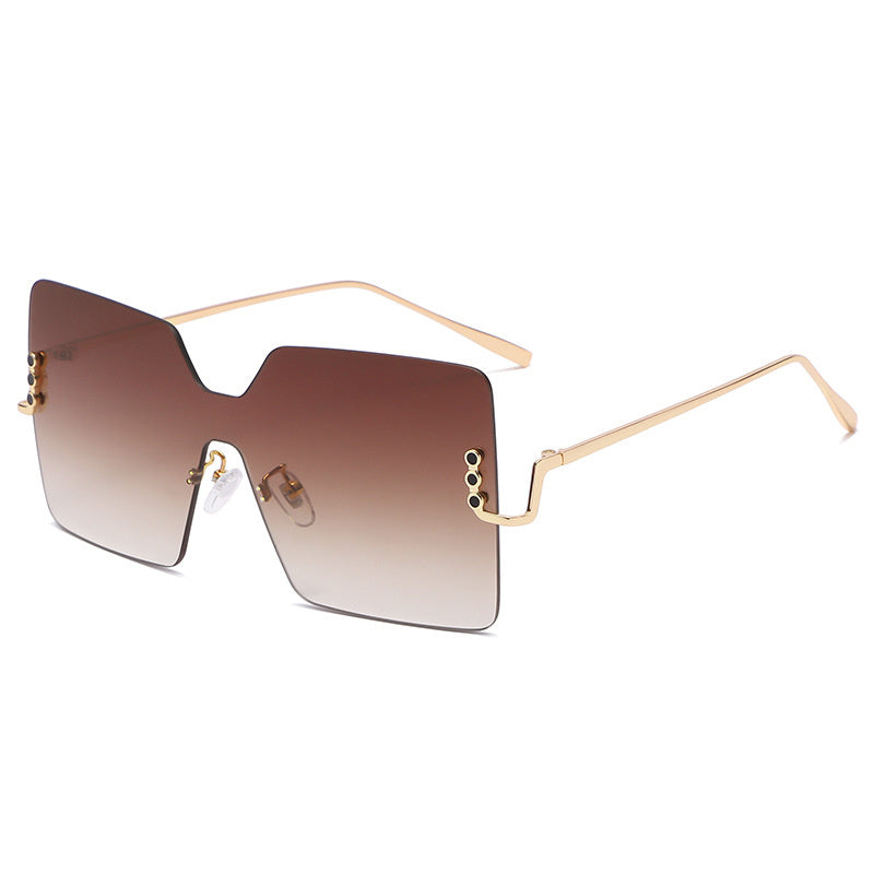 Frameless Trimming Sunglasses Metal Hollow Gradient Color Sunglasses