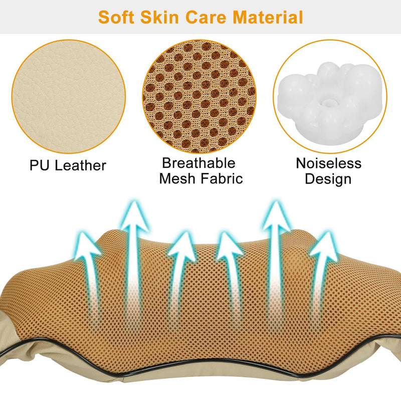 Electric 3D Shiatsu Neck & Shoulder Massager – Heated Deep Tissue Massage Pillow for Home, Office & Car