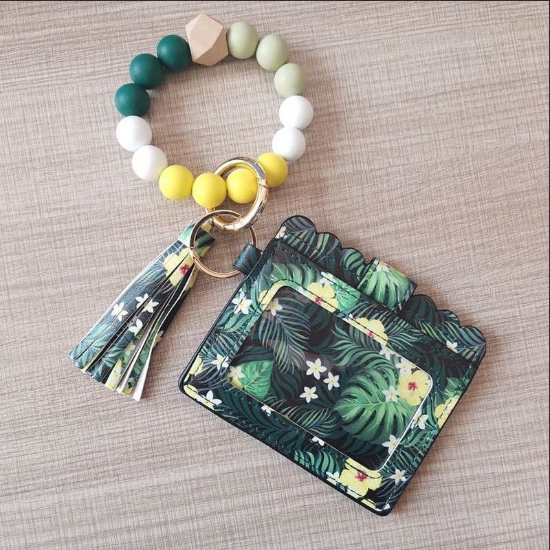 Fashion Beaded Bracelet Girls Small Wallet Lemon Printing Card holder
