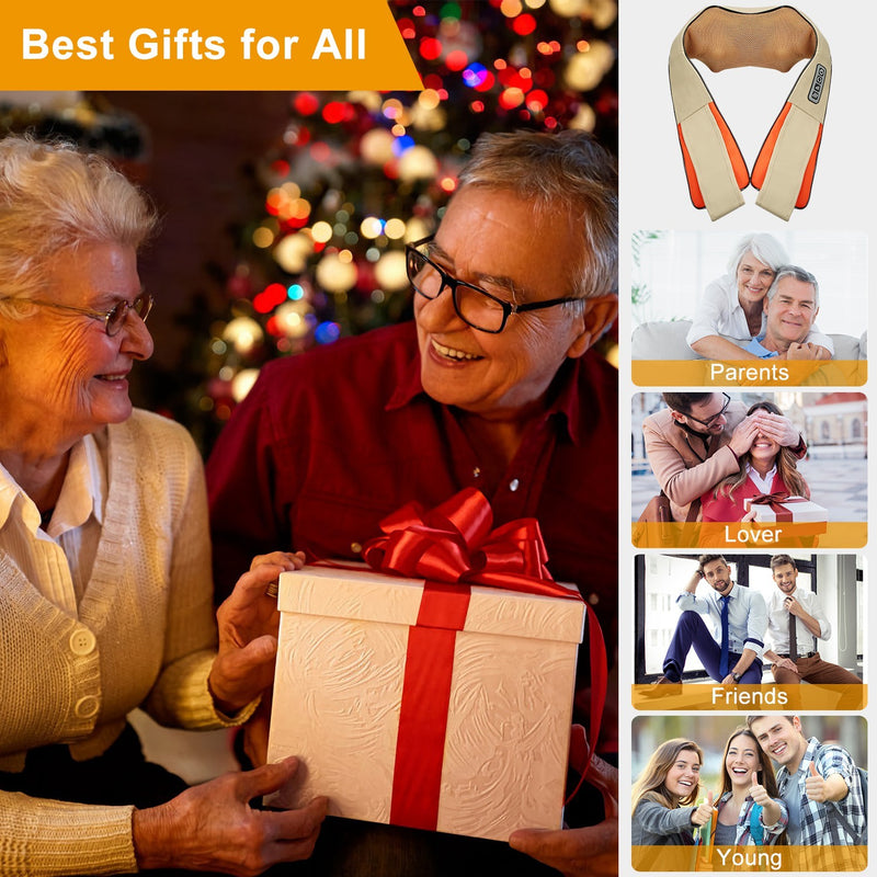 Electric 3D Shiatsu Neck & Shoulder Massager – Heated Deep Tissue Massage Pillow for Home, Office & Car