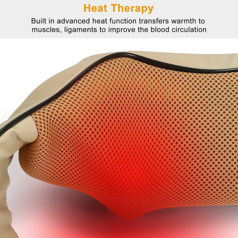 Electric 3D Shiatsu Neck & Shoulder Massager – Heated Deep Tissue Massage Pillow for Home, Office & Car