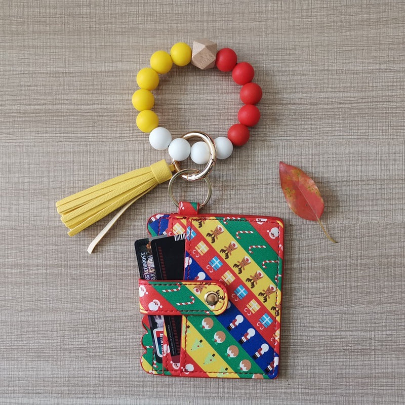 Fashion Beaded Bracelet Girls Small Wallet Lemon Printing Card holder