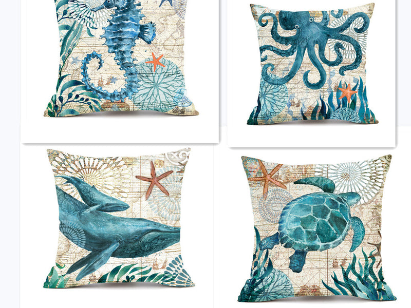 Cushion Covers Sea Turtle Printed Throw Pillow Cases For Home Decorating