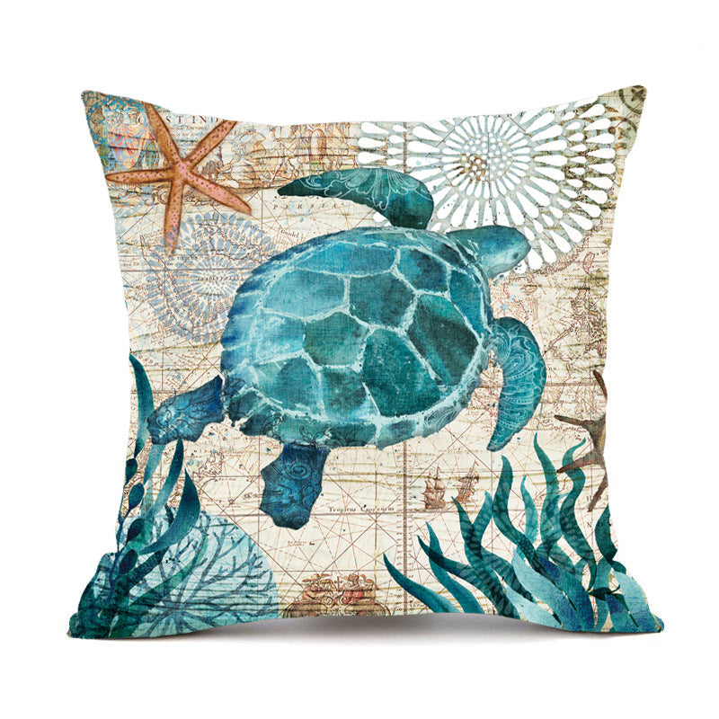 Cushion Covers Sea Turtle Printed Throw Pillow Cases For Home Decorating