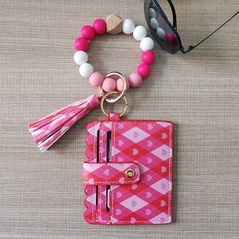 Fashion Beaded Bracelet Girls Small Wallet Lemon Printing Card holder
