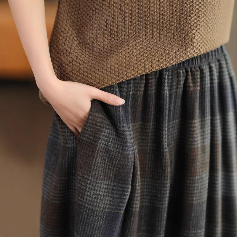 Women's Wool Skirt Yarn-dyed Plaid Warm A- Line