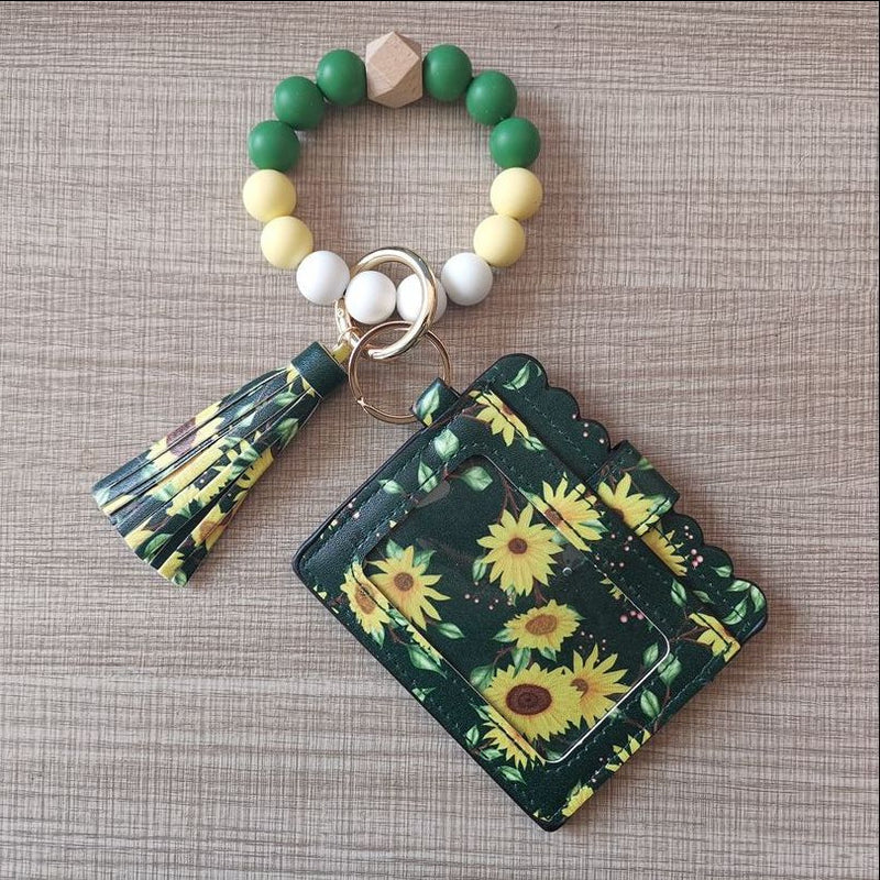 Fashion Beaded Bracelet Girls Small Wallet Lemon Printing Card holder