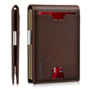 Genuine Leather Bifold Wallet Men, RFID Shielding Wallet Front Pocket Wallet,