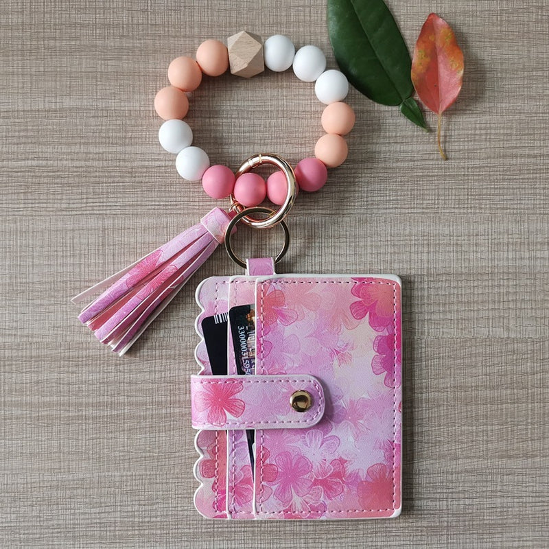 Fashion Beaded Bracelet Girls Small Wallet Lemon Printing Card holder